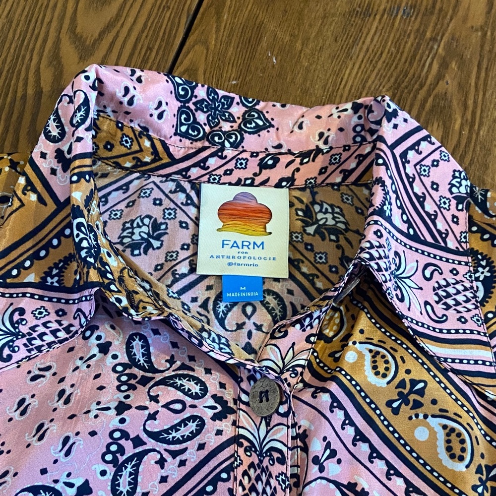 FARM Rio Pink and Mustard Paisley Print Blouse